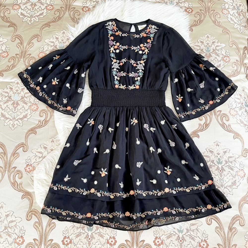 Anthropologie Woman Maeve Anfisa Black Dress NWT 6